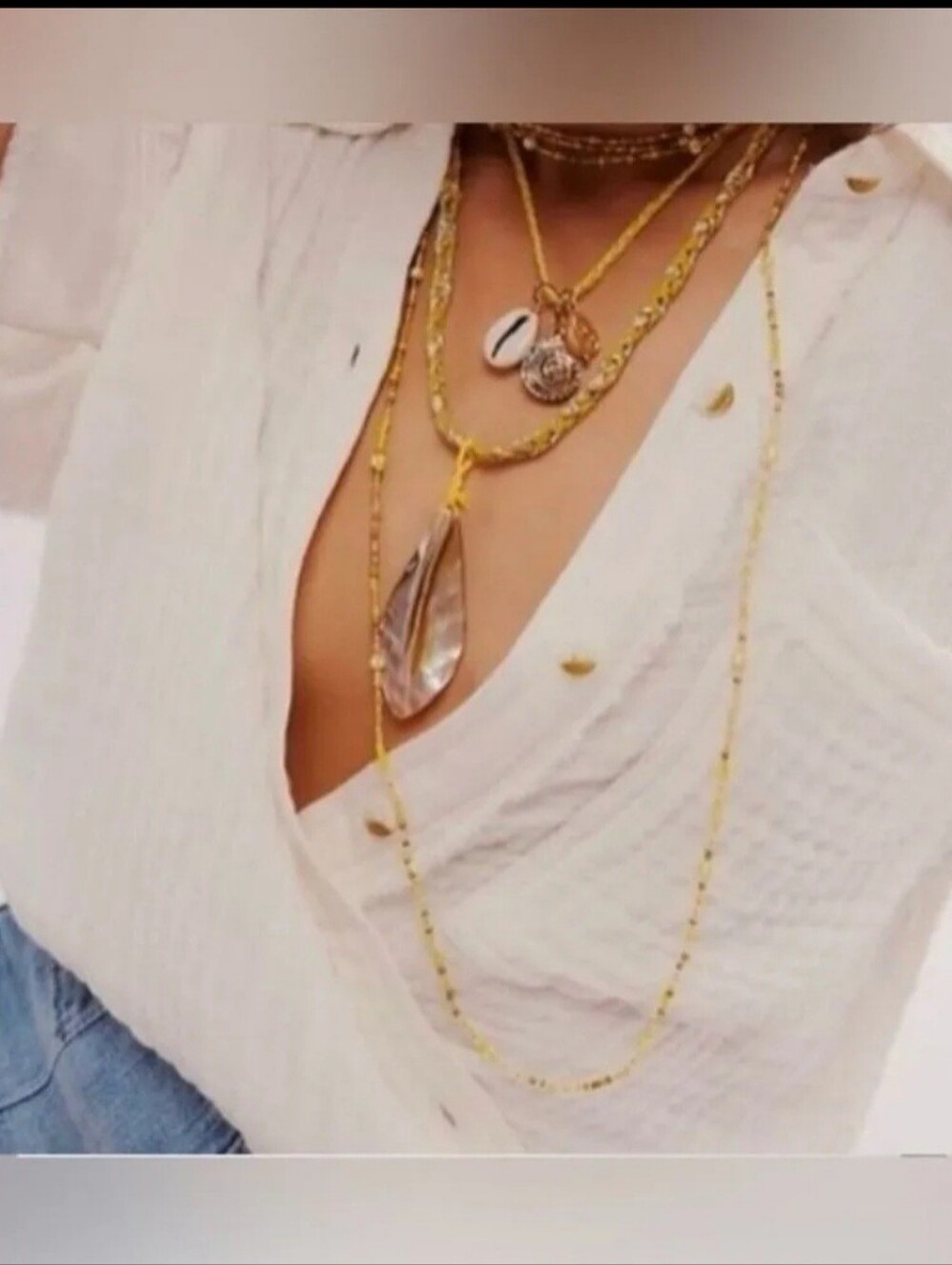 Free People Ariana OST rThe Era Strand Necklace iridescent pendant yellow shell